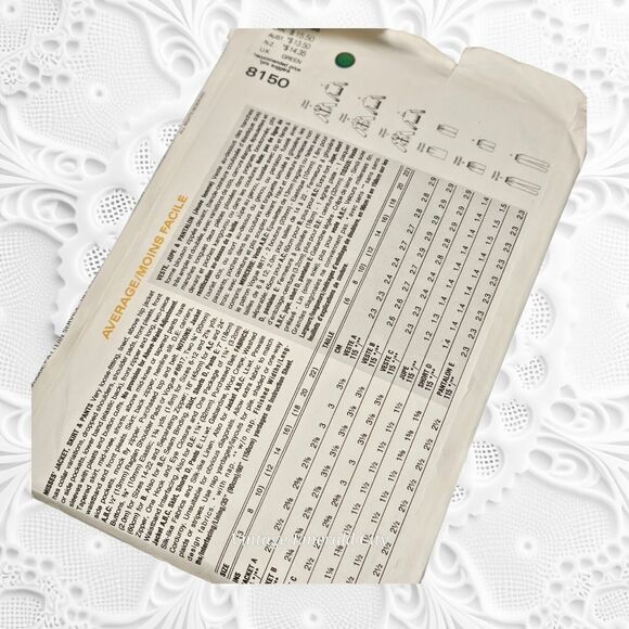 Vtg Vogue Sewing Pattern 8150 Fitting Jacket Skirt Pants 90s Sizes 6/8/10 Uncut - Picture 4 of 5